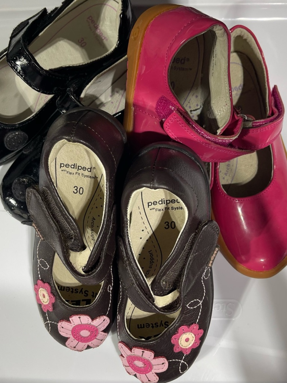 Three pairs of Pediped Mary Jane shoes - EU size 30